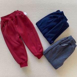 男女儿童加绒厚实柔软不倒绒长裤 外贸日单秋冬款 160码 100