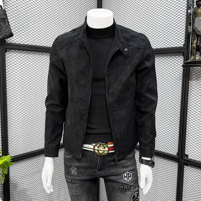 皮衣男加绒春秋冬季痞帅