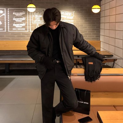 美式痞帅工装翻领秋冬保暖棉衣男