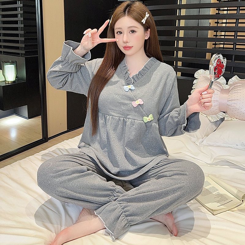 双面德绒睡衣女带胸垫一体家居服