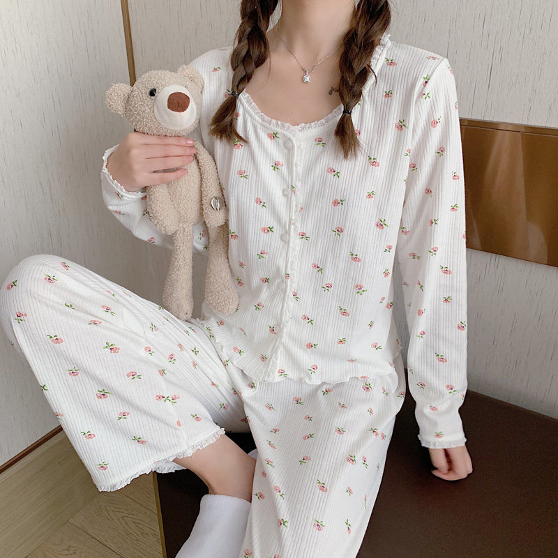 纯棉碎花睡衣甜美风可外穿家居服