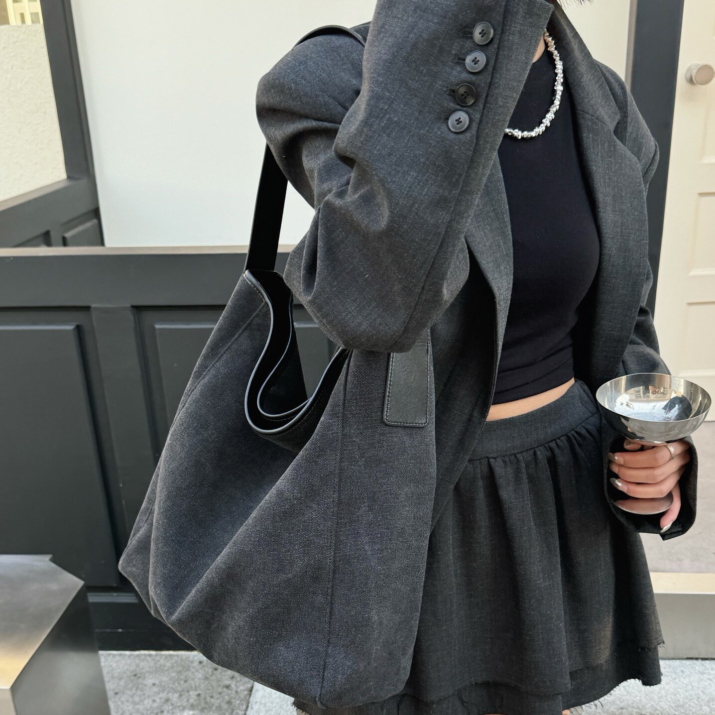 女包2025新款小众设计帆布配牛皮托特包大容量通勤包单肩腋下包潮