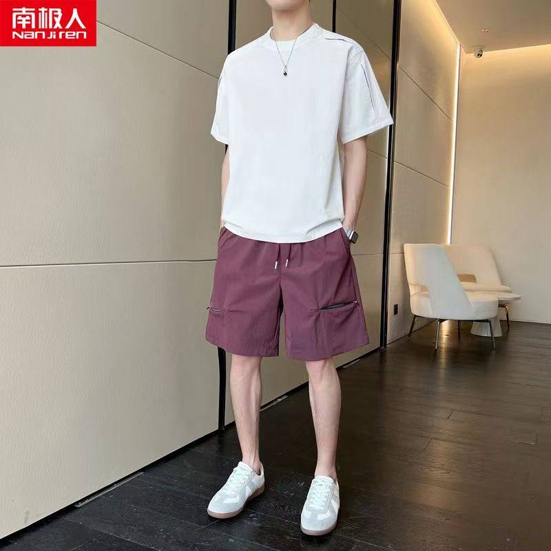 【南极人】夏季冰丝休闲运动套装男速干宽松短袖T恤短裤两件套帅