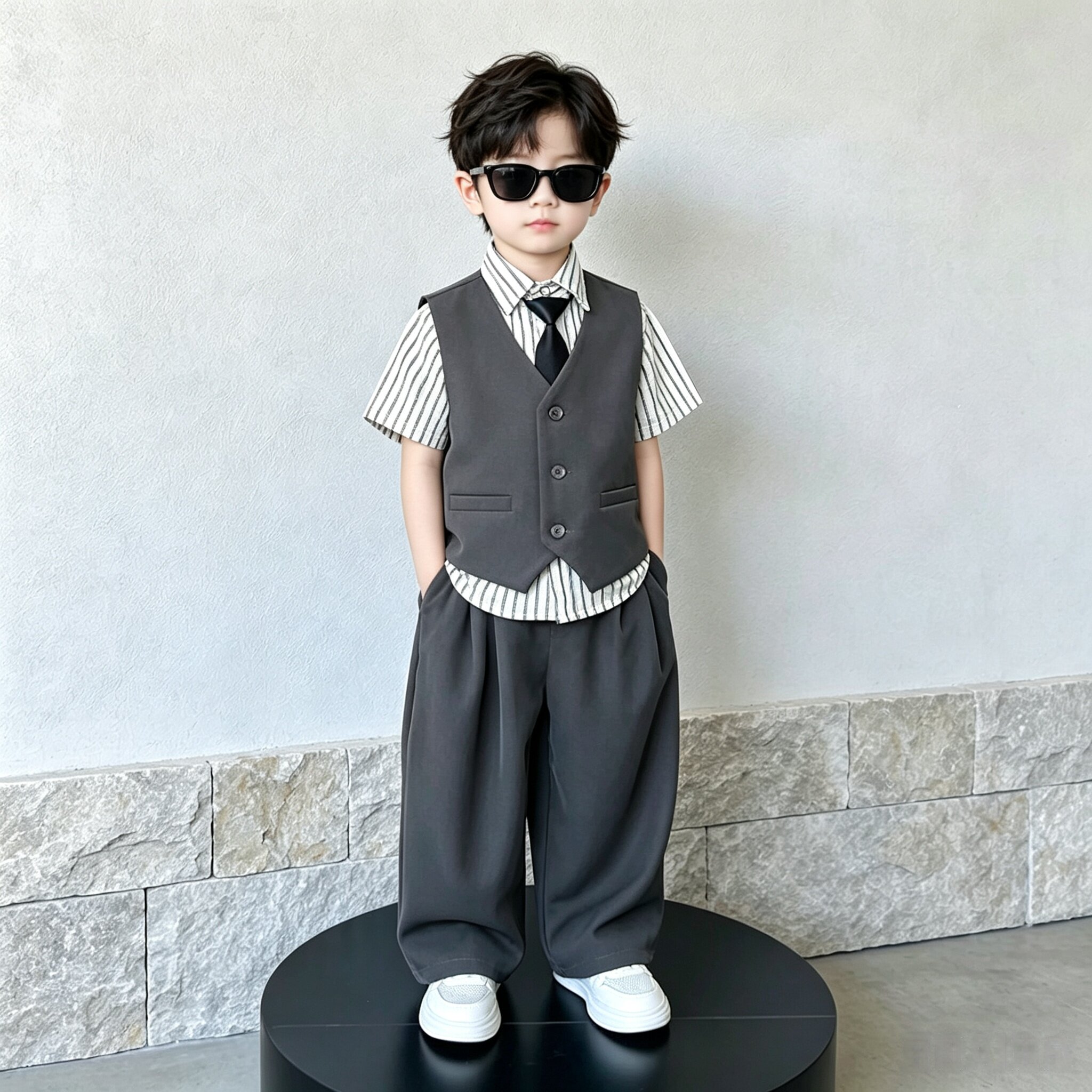 男童西装套装夏季高级感男孩休闲西服儿童生日钢琴演出服花童礼服