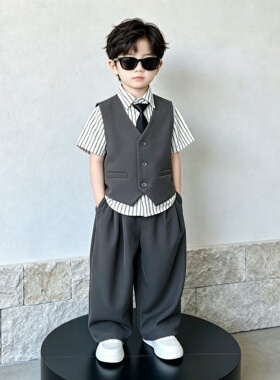 男童西装套装夏季高级感男孩休闲西服儿童生日钢琴演出服花童礼服
