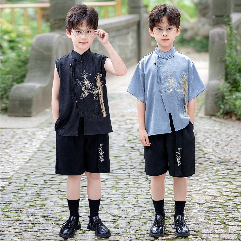 男童国风刺绣汉服套装花童礼服图片