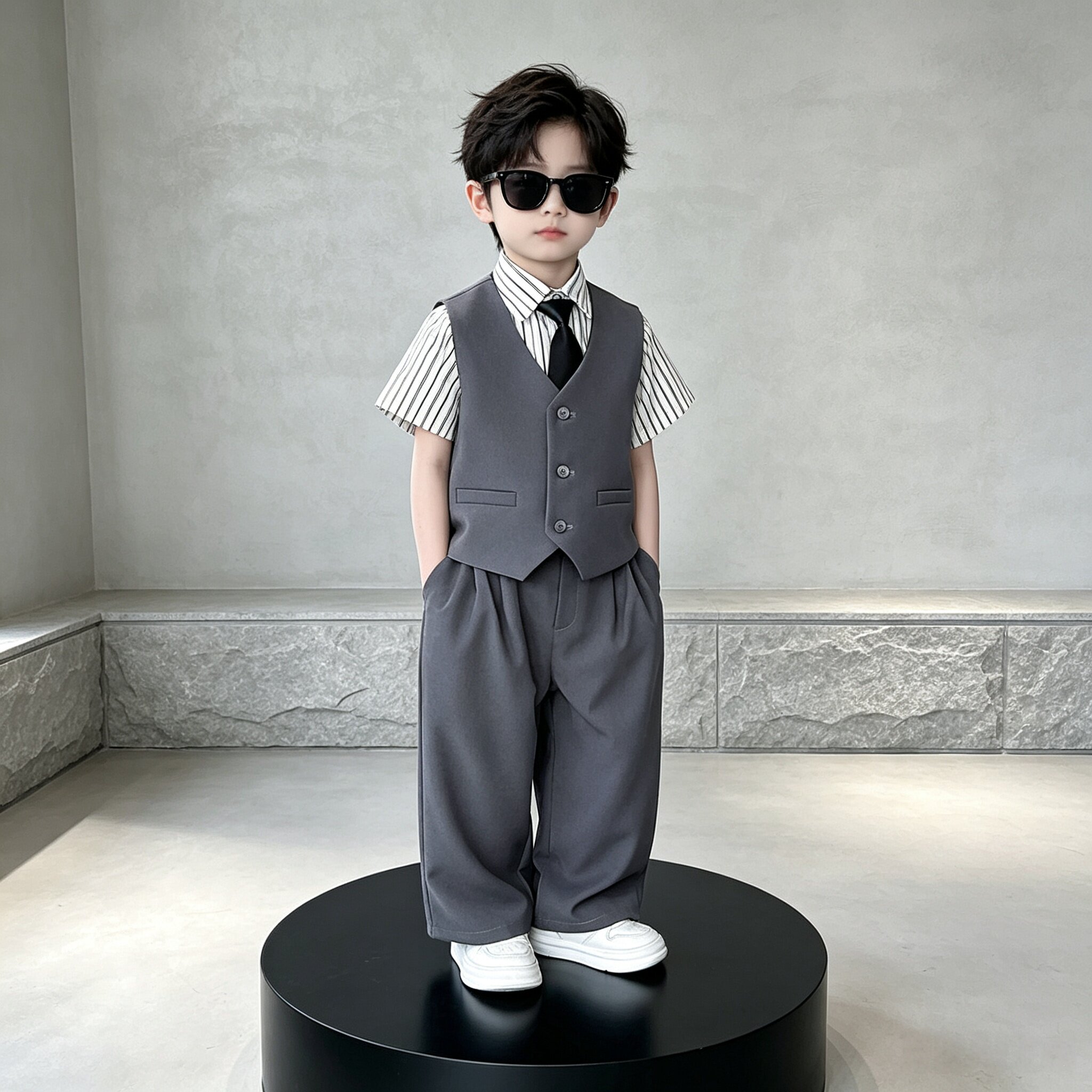 男童西装套装夏季高级感男孩休闲西服儿童生日钢琴演出服花童礼服