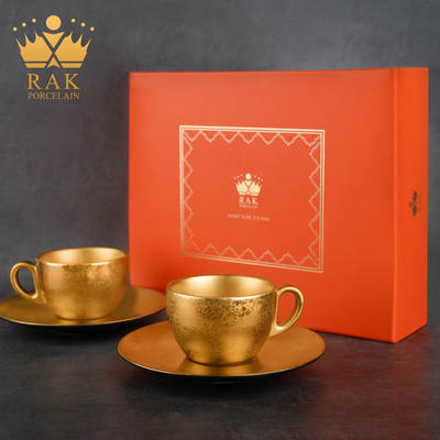 阿联酋进口RAK PORCELAIN黄金时代土豪金色咖啡杯高颜值茶具礼盒