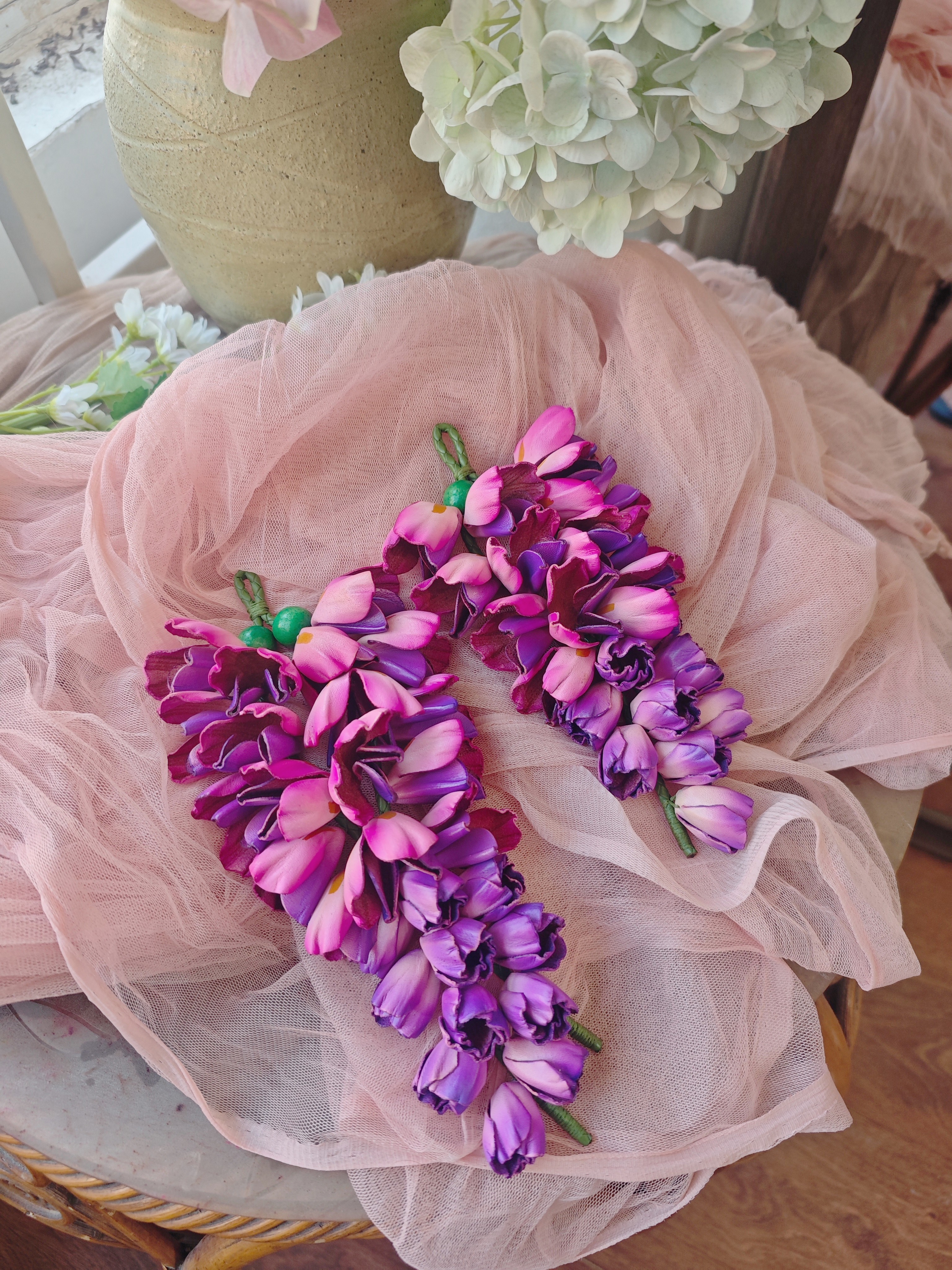 紫藤。芳圃原创纯手工纯手工立体花朵包挂件室内装饰国风汉服挂件