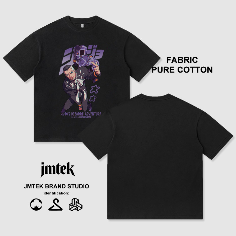JOJO的奇妙冒险不灭钻石喷上裕也高速之星半袖纯棉短袖T恤衫男装