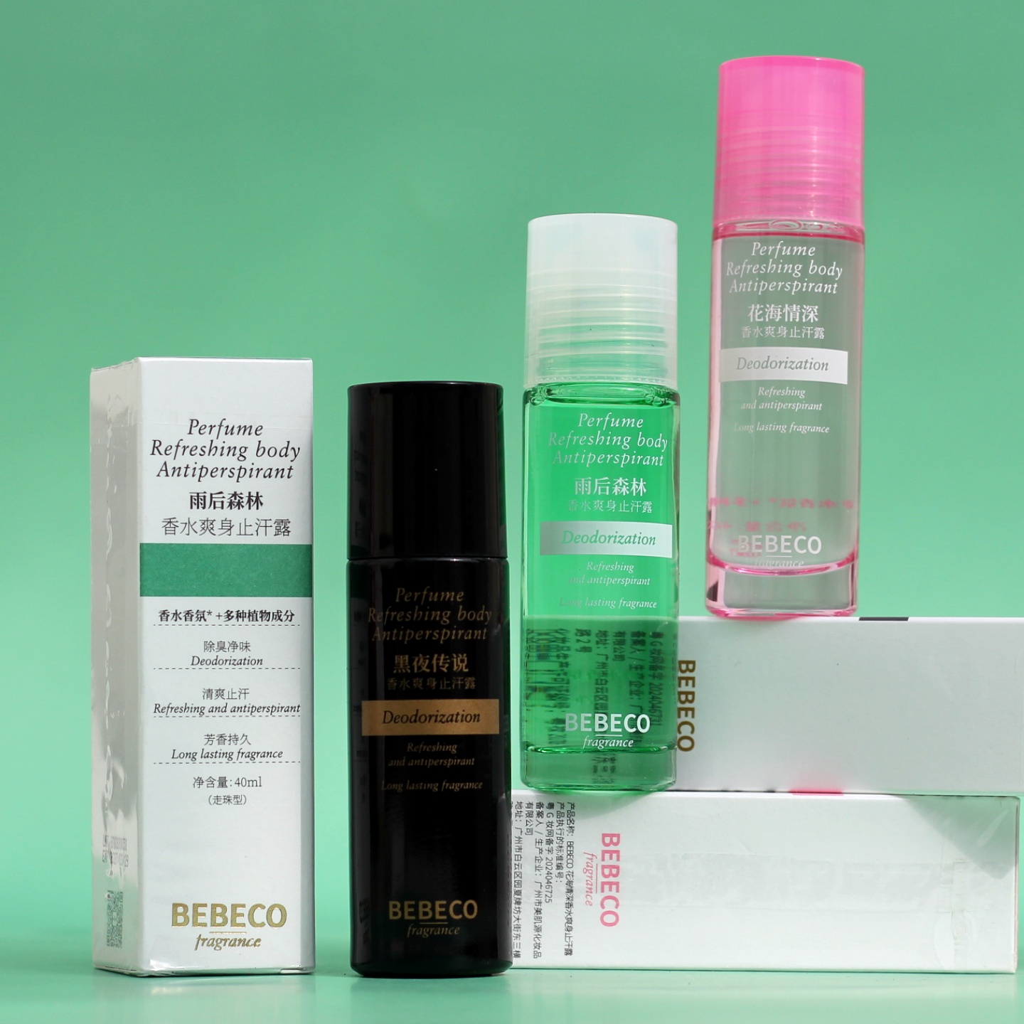 BEBECO贝贝可香水爽身止汗露黑夜传说花海情深雨后森林走珠液香体