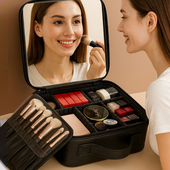 化妆包女大容量2025新款 便携分区刷护肤品旅行洗漱收纳包带镜子