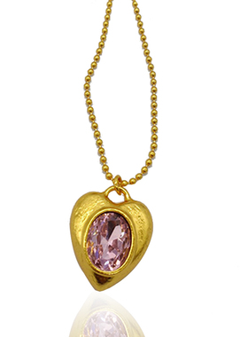 anna18k心形紫色水晶爱心项链