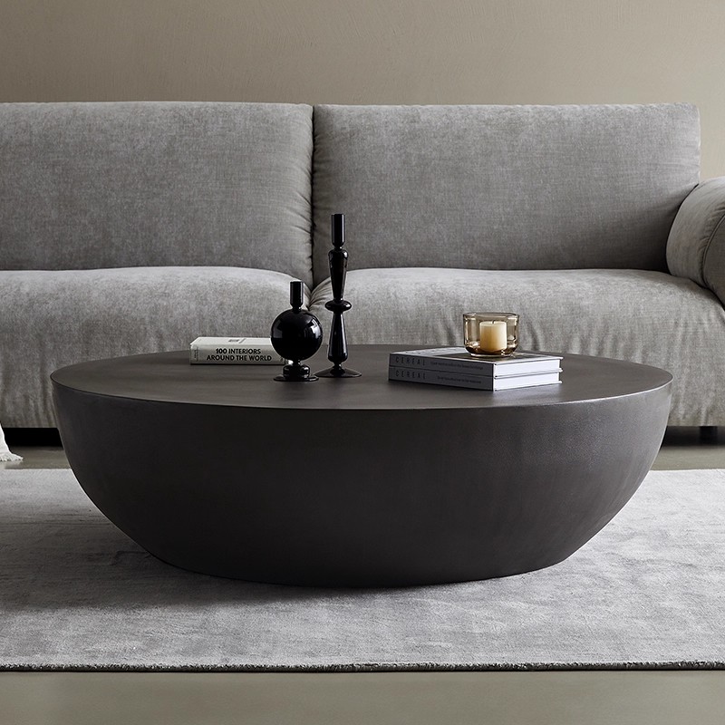 侘寂风轻奢水泥茶几 ins网红小户型家具客厅现代简约复古圆形茶桌
