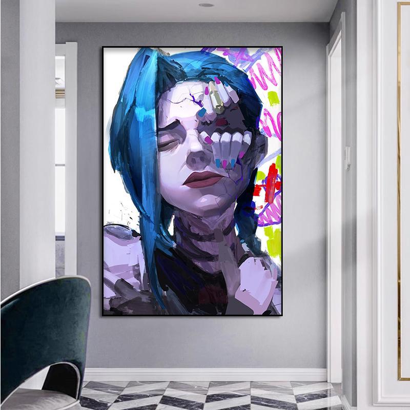 英雄联盟金克丝挂画双城之战2网吧电竞房酒店装饰画LOL海报床头