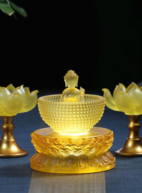 琉璃油灯纯铜烛台摆件酥油灯座