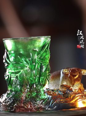 风生水起琉璃牛笔筒摆件家用客厅办公书房前台桌面摆放装饰工艺品