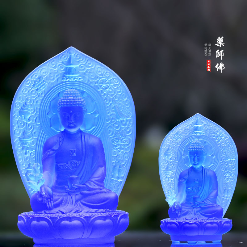 琉璃背板药师佛佛像摆件居家佛堂桌面供奉药师光如来礼佛药师琉璃