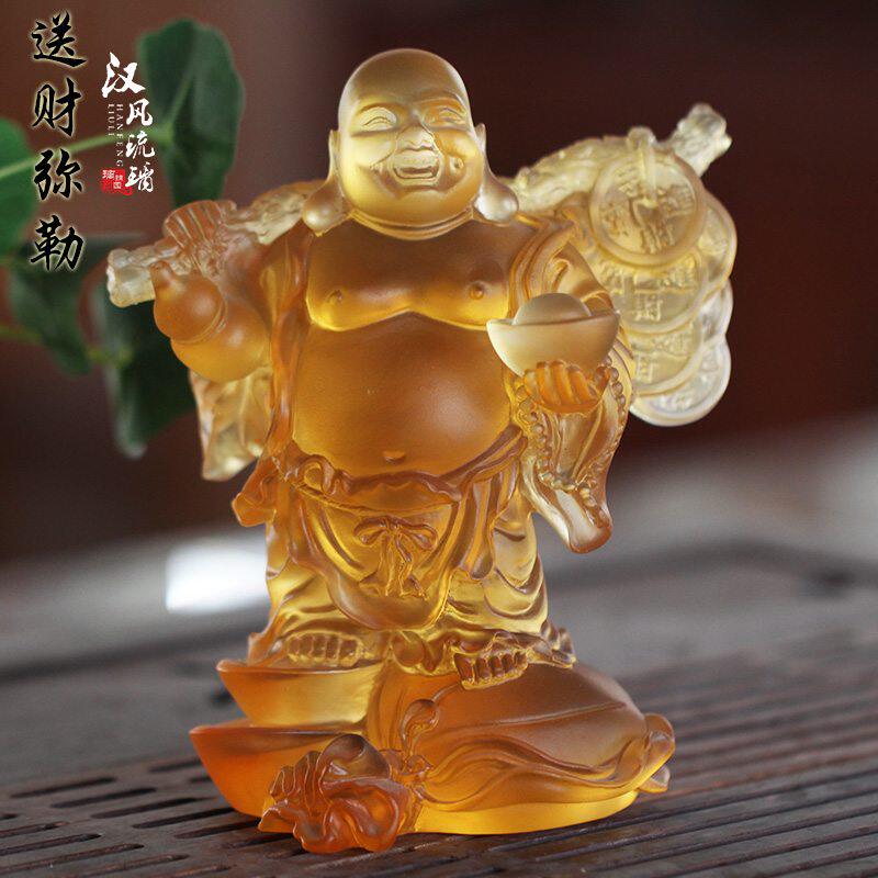 琉璃送财弥勒佛居家客厅佛堂寺庙摆放佛像佛具中式手工艺用品