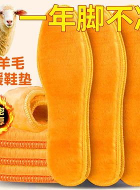 加绒保暖鞋垫冬季男女加厚仿羊毛软底防臭吸汗毛绒棉鞋垫久站防痛
