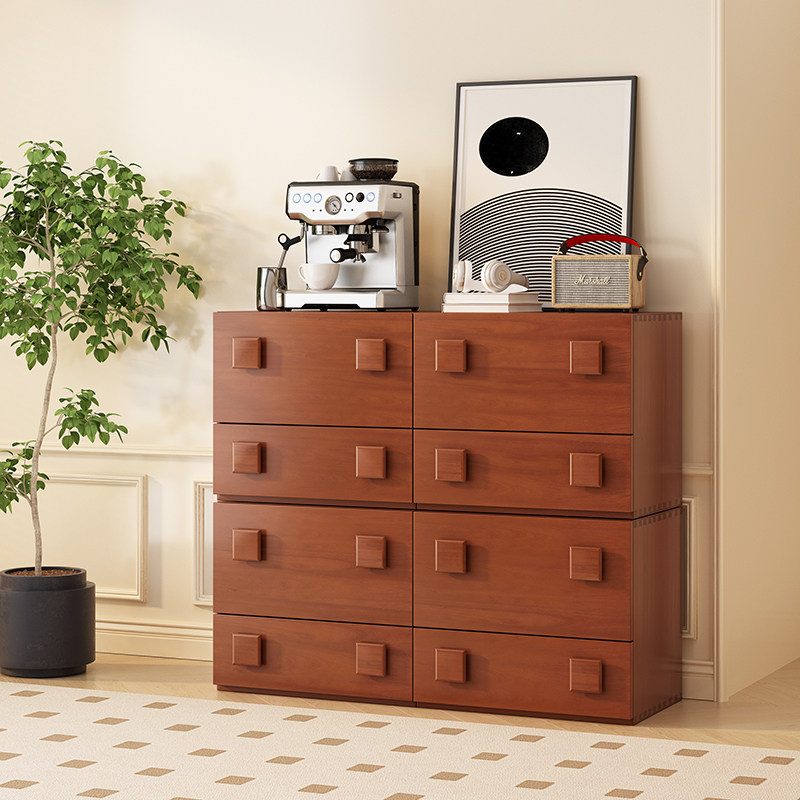 北欧实木电视柜小户型现代简约储物柜中古客厅卡门柜组合斗柜落地