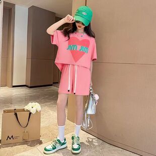 女童夏季套装2026新款洋气中大童夏装女孩短袖衣服韩版休闲两件套
