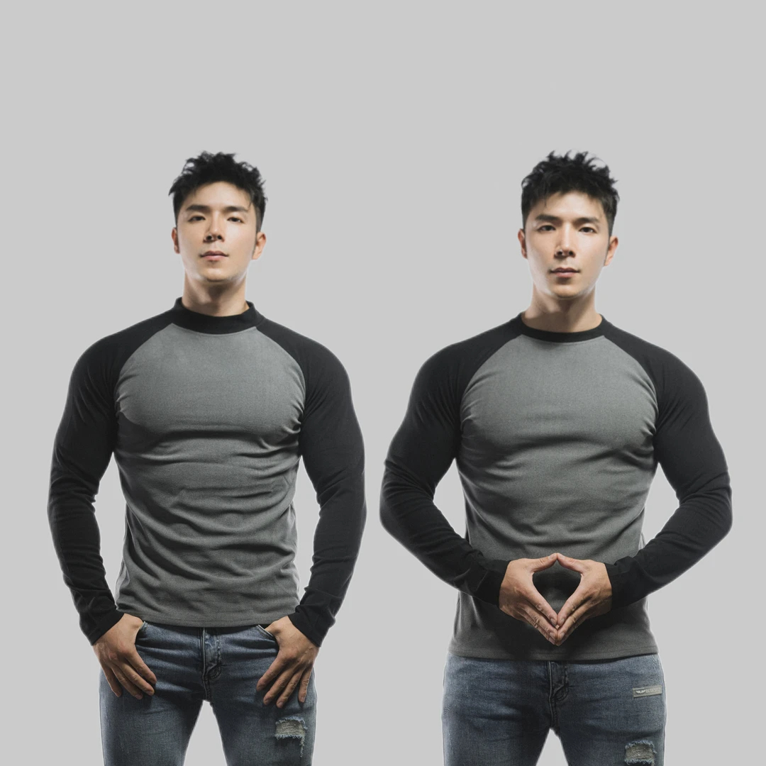 秋冬就该这么酷撞色插肩袖T恤