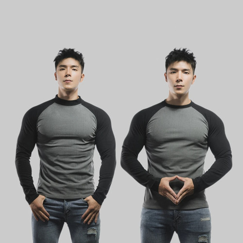 秋冬就该这么酷撞色插肩袖T恤