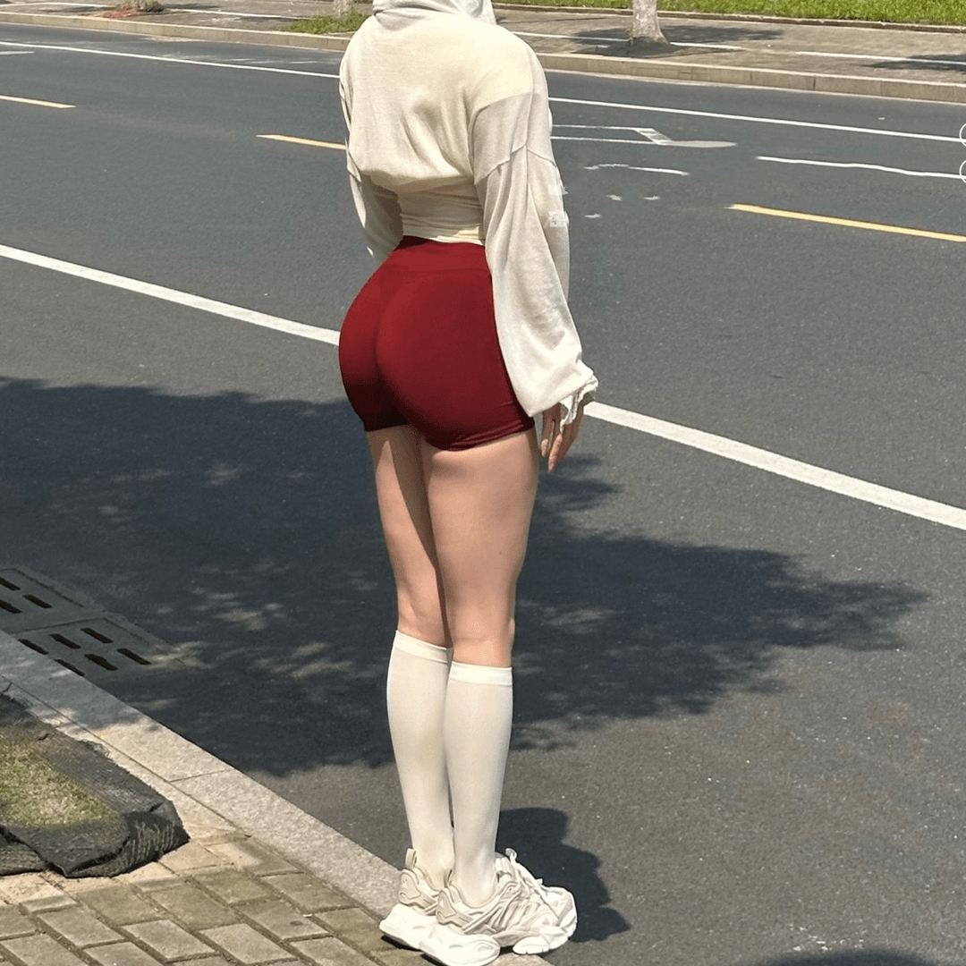 蜜桃提臀运动短裤夏季性感高腰收腹欧美健身三分热裤透气瑜伽裤女