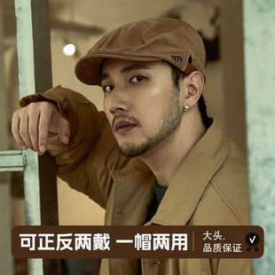 美式复古前进帽男刺绣工装风反戴报童贝雷帽男款女潮灯芯绒帽2025