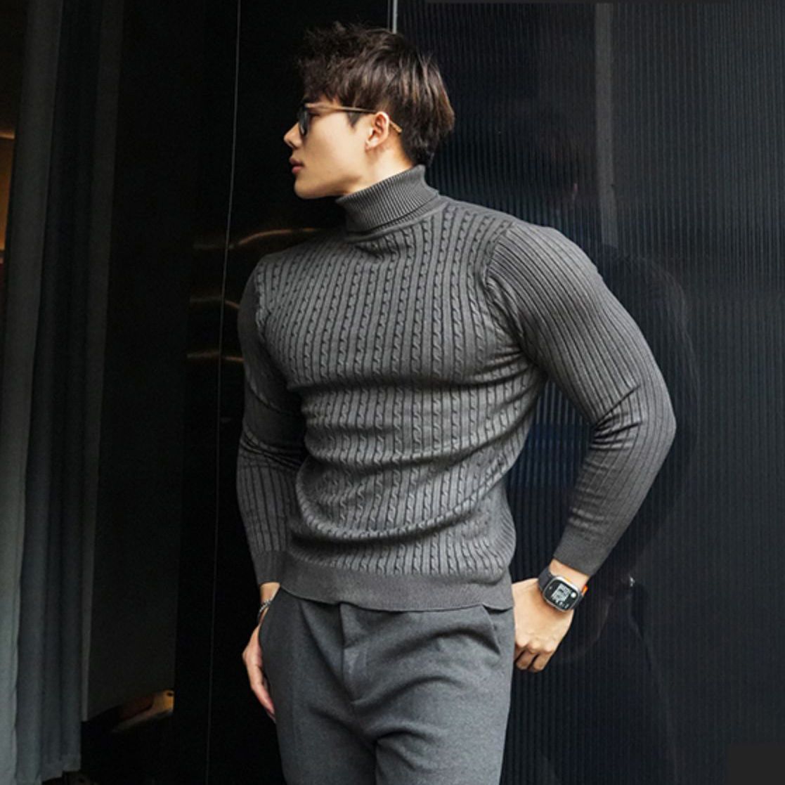 比外套还帅气的针织条纹毛衣