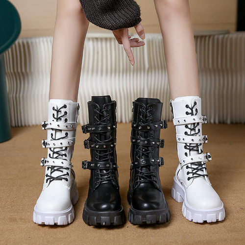Thick soled Martin boots women's autumn winter belt boots