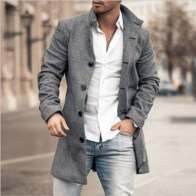 Autumn/Winter Men's Woolen Medium length Insert Bag coat top