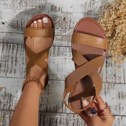 Summer flat sandals women's elastic bands, Roman shoes