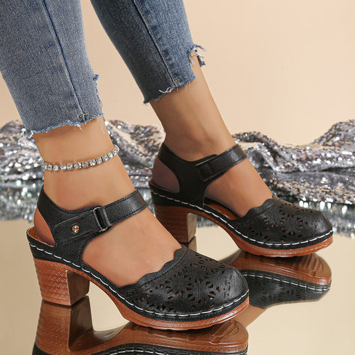 Women's Summer Coarse Heel Buckle, Large High Heel Sandals,