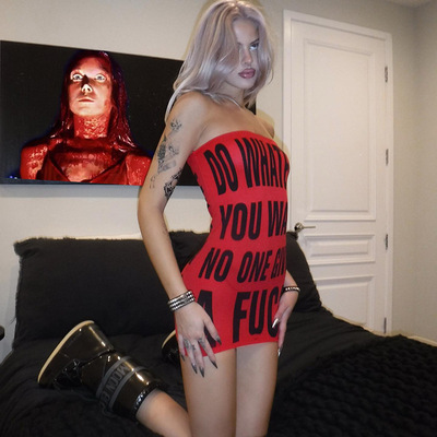 Women's sexy slim fit chest wrapped dress girls skirt