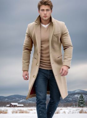 New Woolen Coat Men's Woolen Medium length Coat top