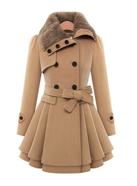 Slim fit long woolen coat, double woolen coat, women's top