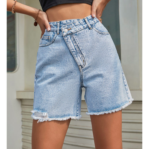 ##Women's INS high waisted loose fringed denim shorts, jeans