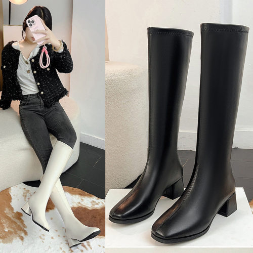 non long boots, women's high top knight boots, thick heel