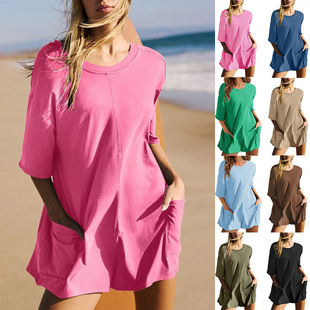 short sleeved collar Women casual summer loose jumpsuit