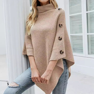 cape slit for neck women jacket shawl sweater High knit