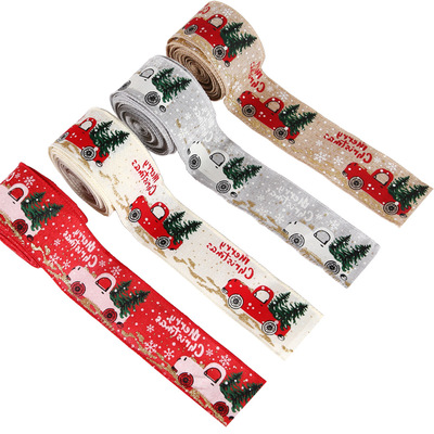 New festive printing car snowman Party Christmas tree ribbon