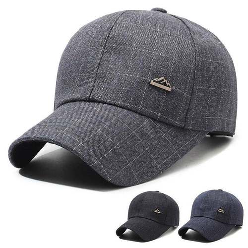 新款冬男士帽子户外休闲中老年格子棒球帽时尚遮阳帽防晒鸭1217r