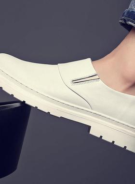 2026新款白色小皮鞋男款时尚英伦休闲鞋春秋男士商务西装0110r