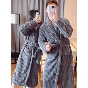 秋冬睡衣睡袍男款长毛情侣珊瑚绒加厚冬加厚晨袍家居服新款1110k