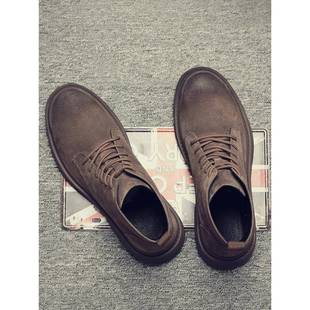 短靴韩式 秋冬靴子男士 时尚 英式 中帮工作靴1226z 透气高帮鞋