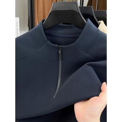 冬男士德绒打底衫高端双面绒卫衣半高拉炼立领保暖内衣中年1212k