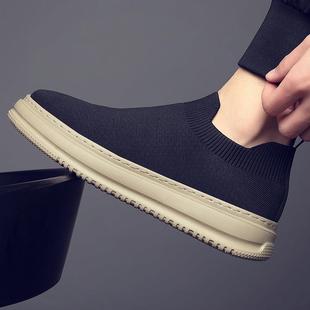 新款时尚男鞋2026春夏透气休闲运动鞋飞编织网鞋单腿袜懒人0110r