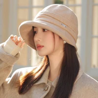 帽子女秋春春季盆帽时尚百搭韩版潮加厚保暖显脸小渔0125w